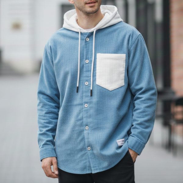 Cord Hoodie Sky-Blue