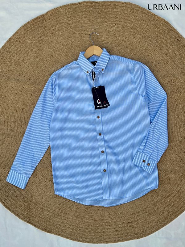 4 (1) Striped Classic Shirt - Sea Blue